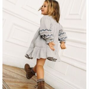 Zara Three Quarter Sleeve Embroidered Boho Dress